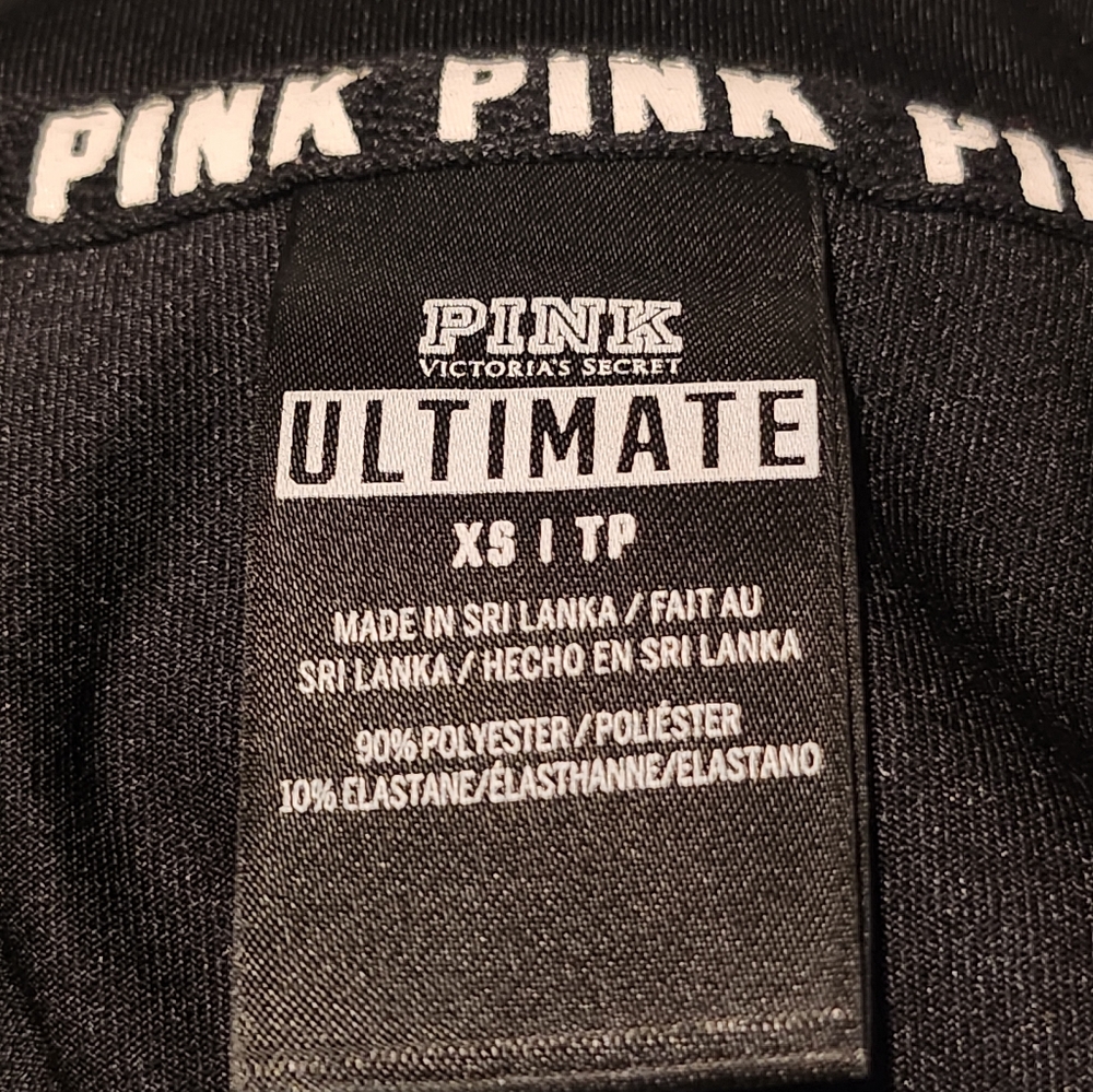 Lightly Used Victoria's Secret PINK Black and Pink Quarter-Zip Top - Picture 6 of 6